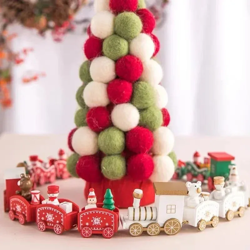 Christmas Mini Train Decoration Santa Claus Holiday Festive Table Ornament Baking Decoration Scene Prop Kids Gift Home Display