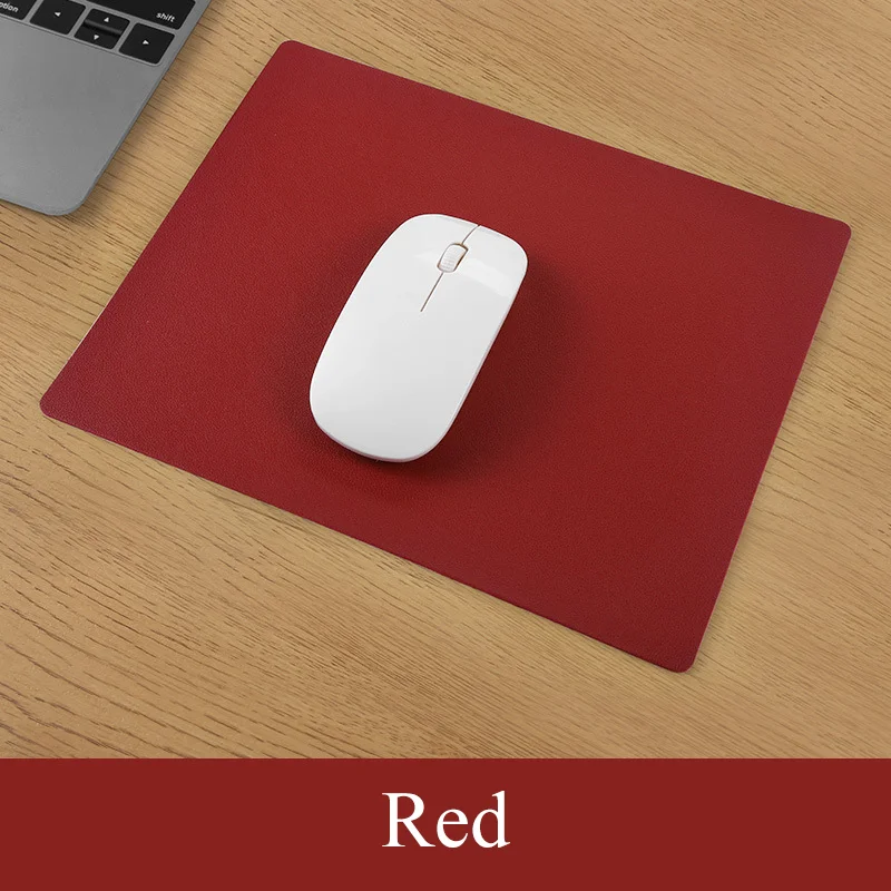 Deluxe Solid Color PU Leather Waterproof Mouse Mat, Anti-slip, 23x19cm - Stylish Desk Accessory
