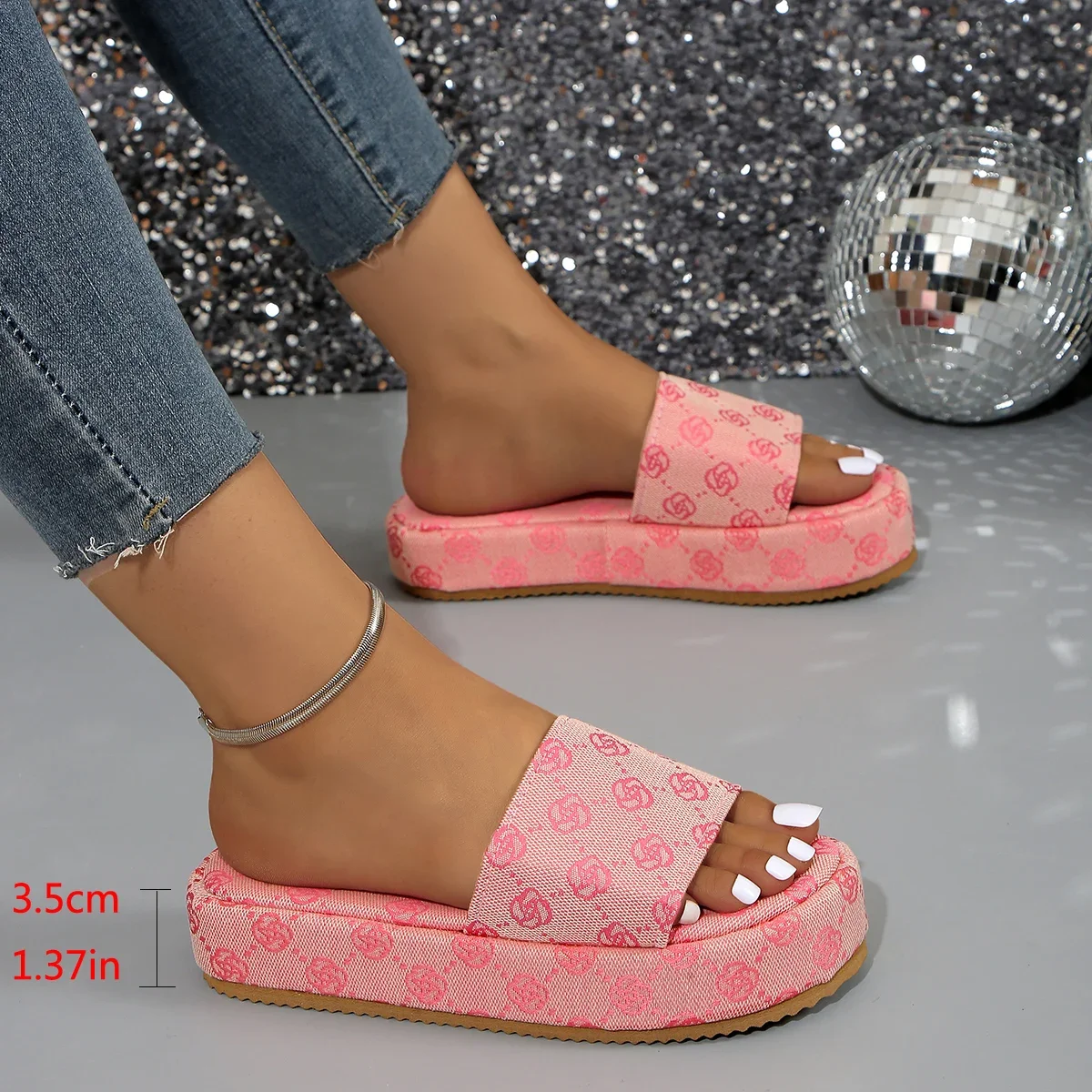 Women Platform Slippers 2024 Summer Slides Women Shoes Designer Flat Sandals Outdoor Floral Sandals Ladies Beach Shoes Sandalias — view 6