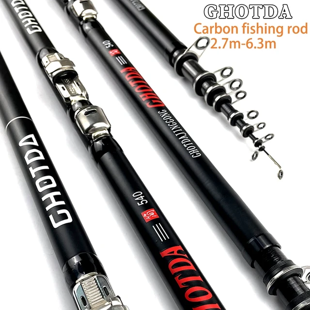 Ghotda Carbon Rock Fishing Rod 2.7m 3.6m 4.5m 5.4m 6.3m Carp Rod Telescopic  Sea Fishing Rod Spinning Rod Ultralight Hard Rod - Fishing Rods - AliExpress