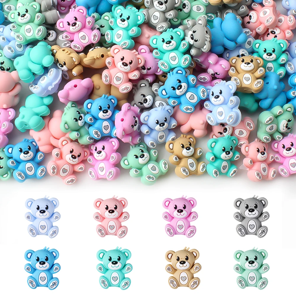 Silicone Beads Pacifier Bear Shape 3D Decor Beads For Jewelry Making DIY Bracelet Keychain Jewellery Accessories Gifts 5/10Pcs silicone beads silicone jewelry accessories
