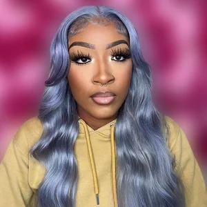 13*4 13*6 HD Lace Frontal Wig Brazilian Body Wave Pre Plucked Silver Grey Lace Front Colored Human Hair Wigs For Black Women