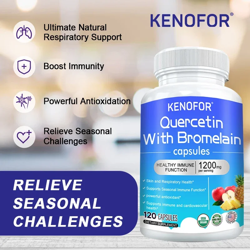 Quercetin 1200 mg Bromelain Zinc Natural Immune Support Supplement Antioxidant Skin Respiratory Health
