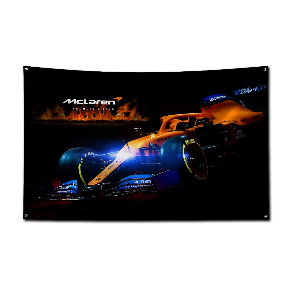 thumbnail image 1 of Bandera de carreras de F1 de 3 x 5 pies, pancarta de impresión digital de poliéster para M-mcLarens-M, decoración de pared de garaje para exteriores con ojales de latón, 1 of 5
