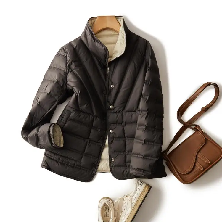 90% White Duck Down Women's Autumn and Winter New 2024 Down Jacket Korean Double-sided Collar Down Jacket Women Warm Jacket