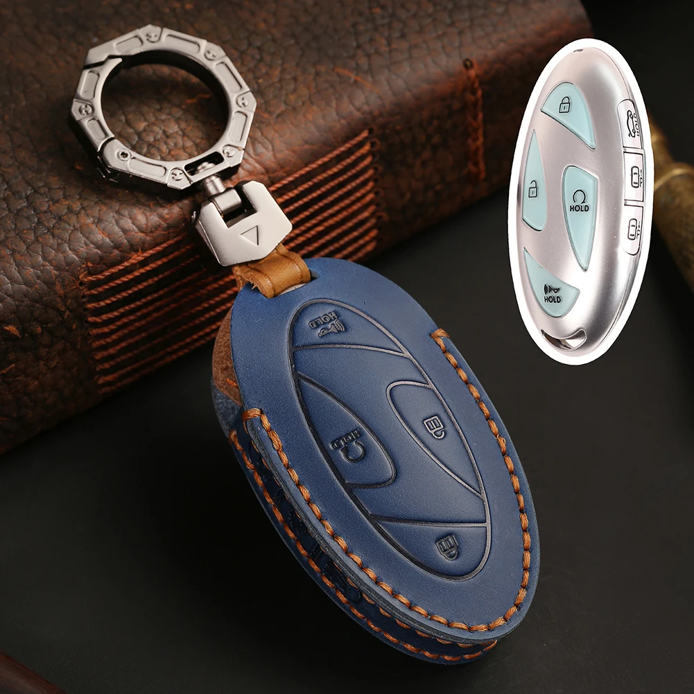 Car Key Case Leather Remote Key Case Cover With Key Chain For Hyundai Ioniq  6 EV 5 Buttons 7 Buttons - AliExpress
