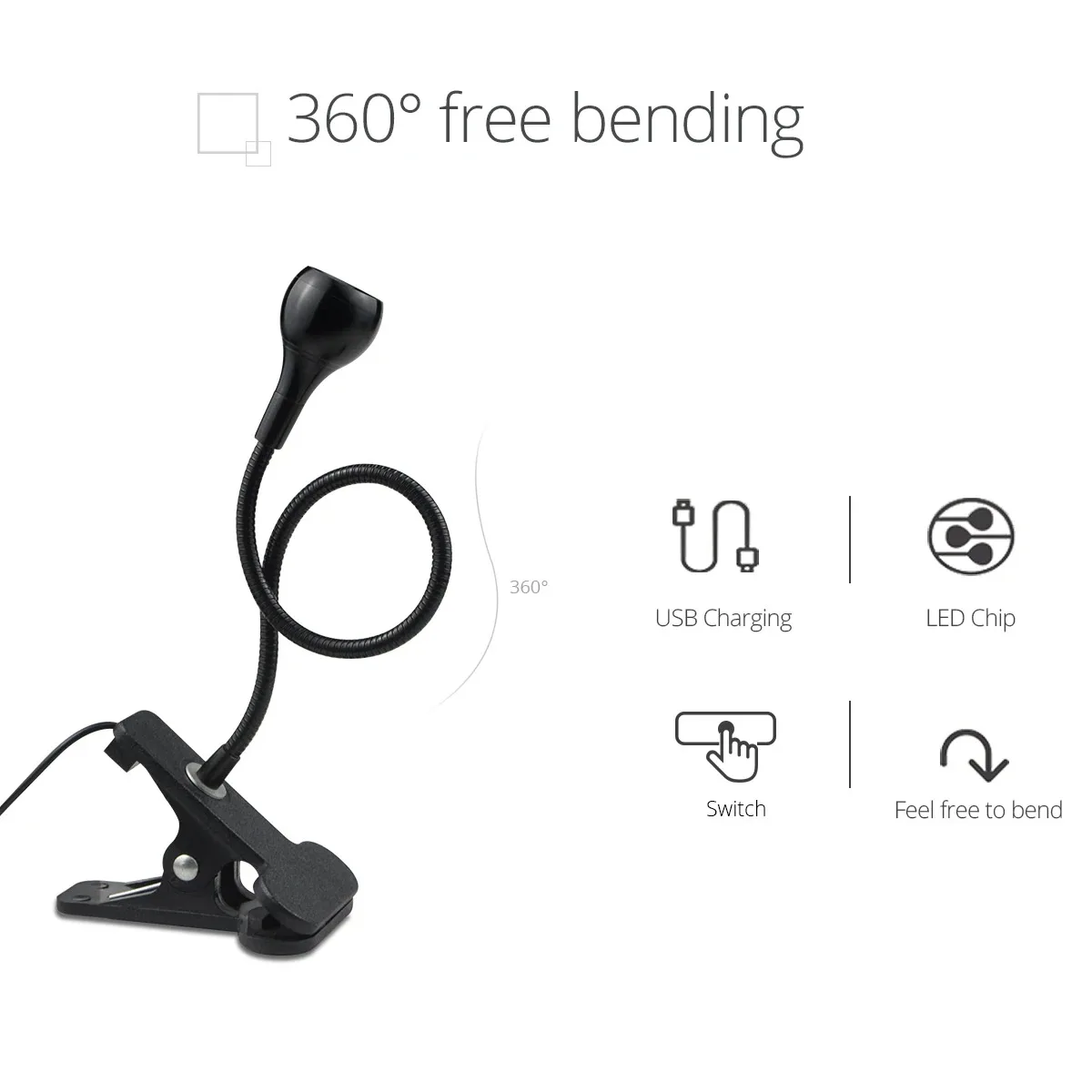 Flexible USB LED Desk Lamp with Holder Clip 360&deg; Folding for Reading Bedside Table Bedroom led light desk lamp night light book light led desk lamp