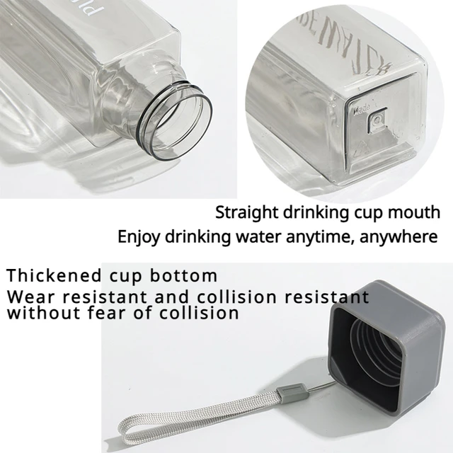 500ml 1 Pcs Clear Square Drinking Glass in Mate Plastic Portable Water Bottle with Milk Cable for Outdoor Sports Water bottle 6