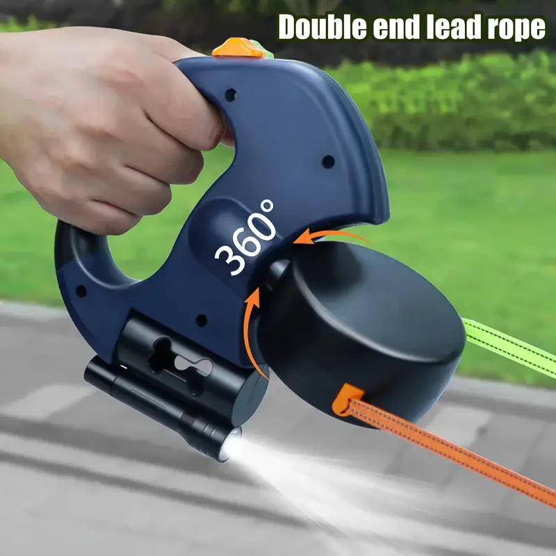 Dual Dog Leash - 10ft Retractable, Nylon, for Small to Medium Breeds Outdoor Walking Tool (Battery-Free & Poop Bag Not Included)