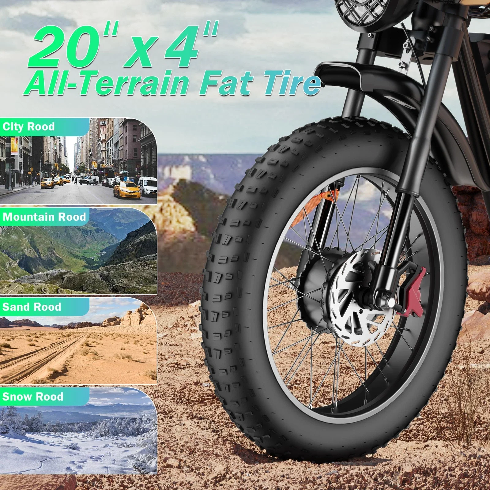 YVY K20 Electric Bike for Adults 1500/2000W 33/37MPH 48/52V 50-80Miles Electric Motorcycle 20" Fat Tire Dirt Bike 7-Speed E-Bike