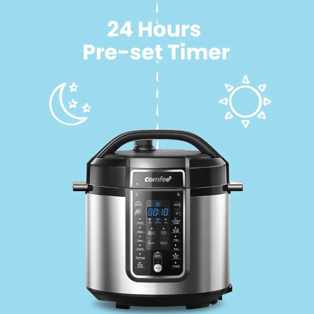 Pressure Cooker 6 Quart with 12 Presets, Multi-Functional Programmable Slow Cooker, Rice Cooker, Sauté pan, Warmer and More 4