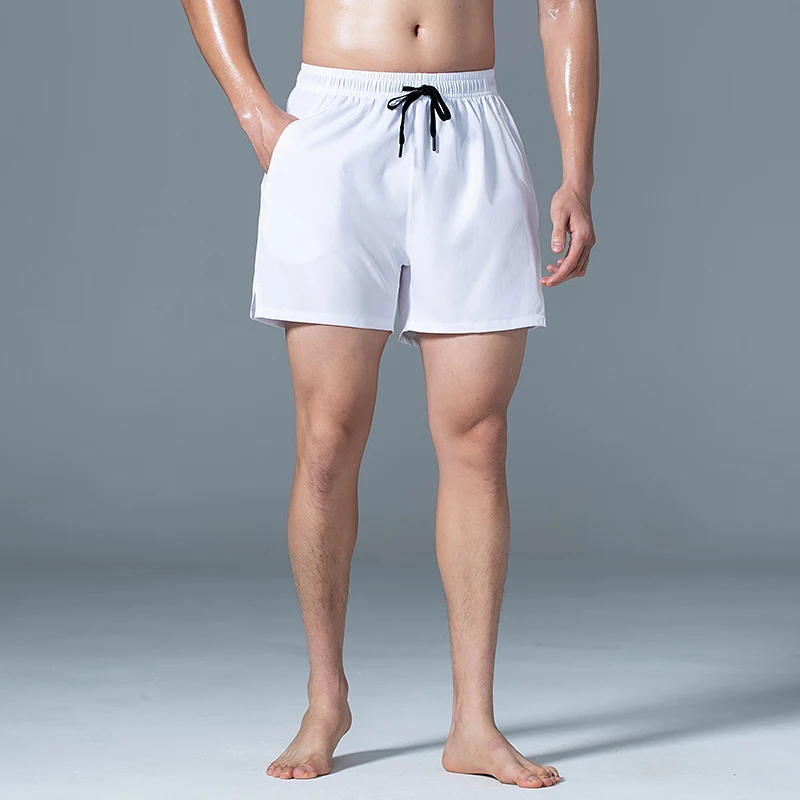 2024 Summer Men Casual Drawstring Quick Drying Breathable Short Pants Male Solid Pockets Sports Running Fitness Training Shorts