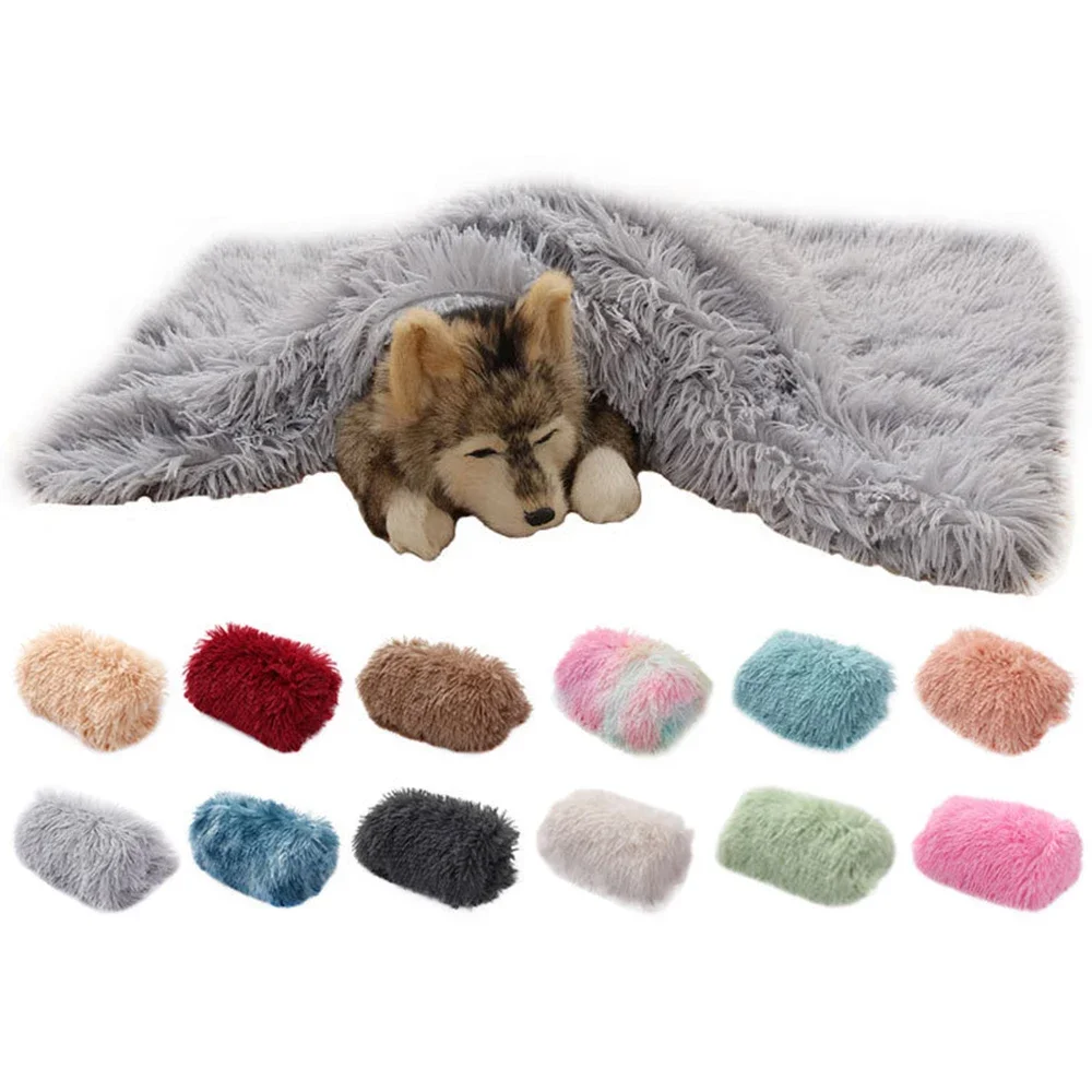 Winter Double-layer Soft Pet Dog Blanket Cat Bed Mat Pet Puppy Cat Bed Blanket Soft Long Plush Warm Sleep Cover Fleece Mattress