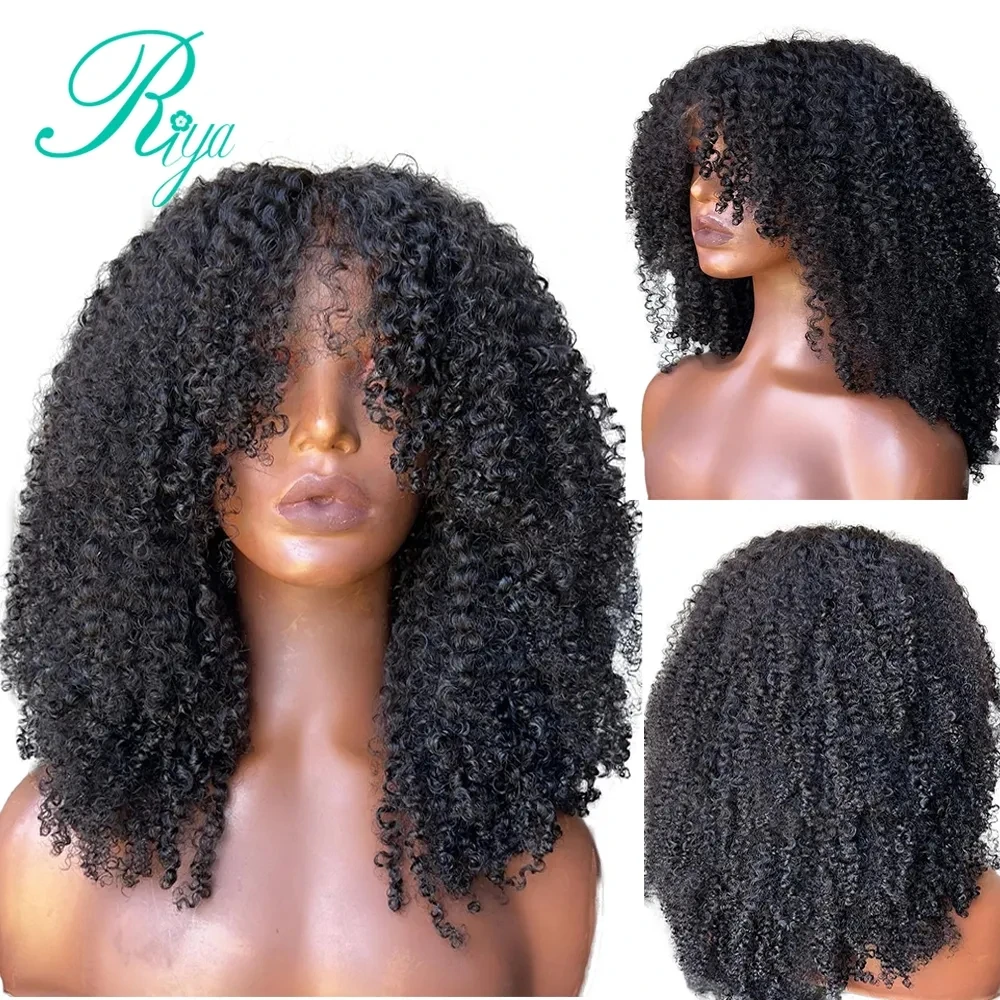 Kinky Curly 13x4 Lace Front Wig Human Hair Wigs For Women Mongolian Curly 13x6 Lace Front Wig With Bleached Knots 250% Density