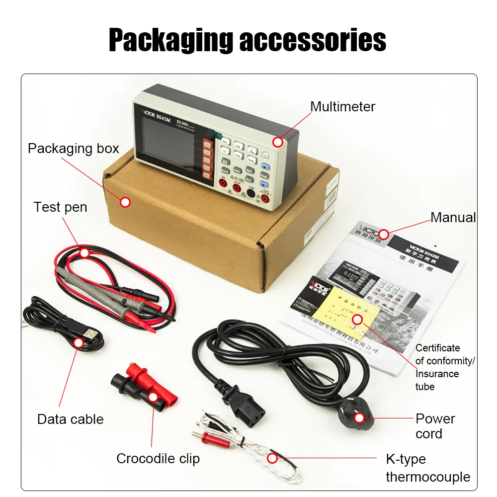 Victor 8045M Bechtop Multimeter 55000 Counts True RMS 3.5inch LCD