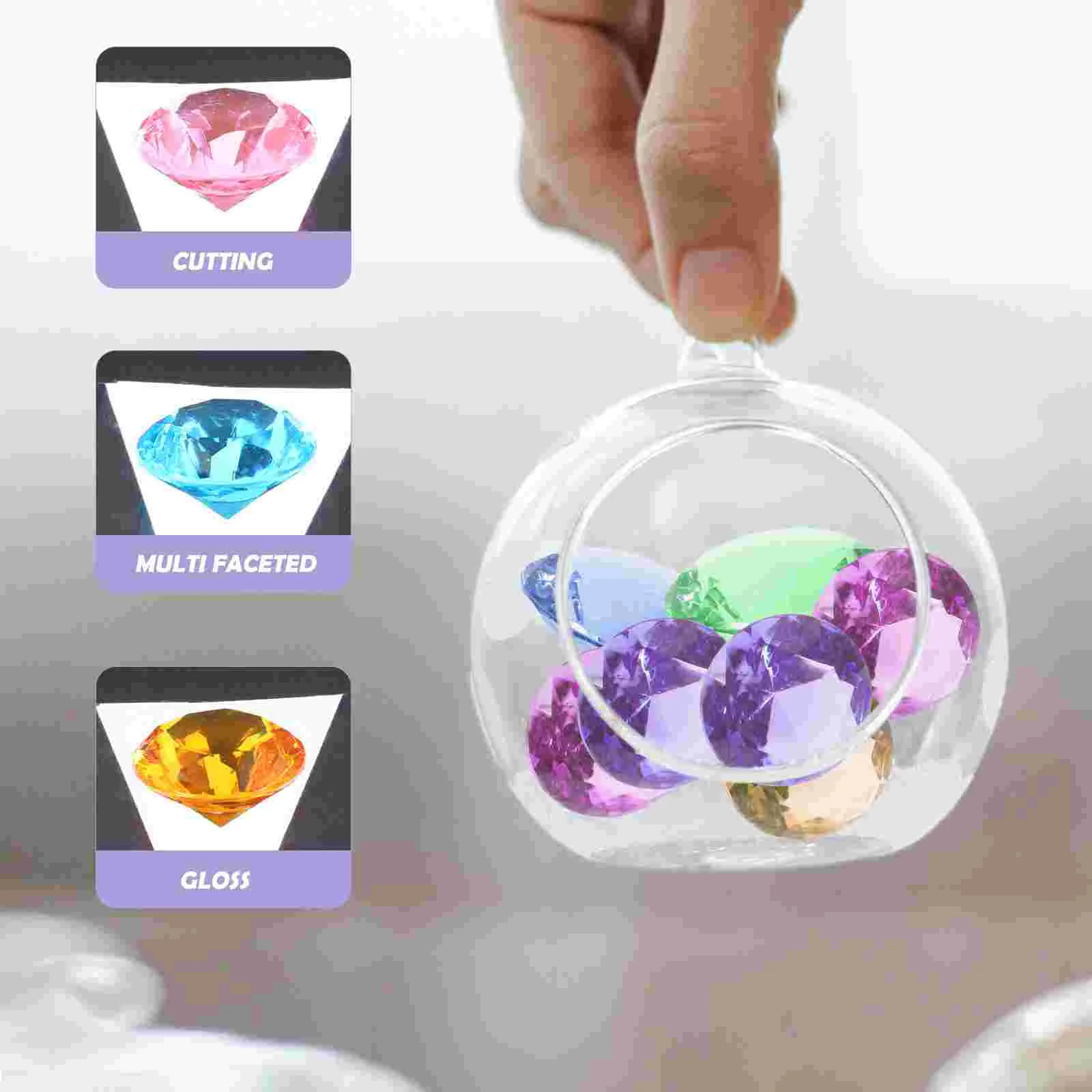 Plastic Jewelry Props Clear Acrylic Diamond Gems For Girls Kids DIY