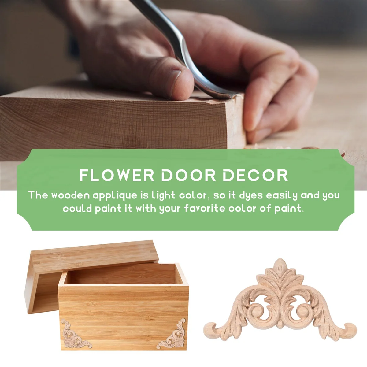 10 Pcs Wood Carving Decal Wood Carved Mouldings Corner Applique Home Door Decor Carving for Door Cabinet Windows