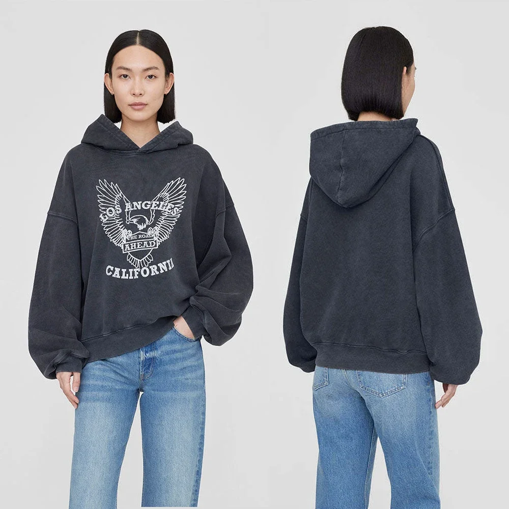 

23 early autumn new North American niche AB classic old eagle stir fried color wash water stir fried snowflake women's hoodie