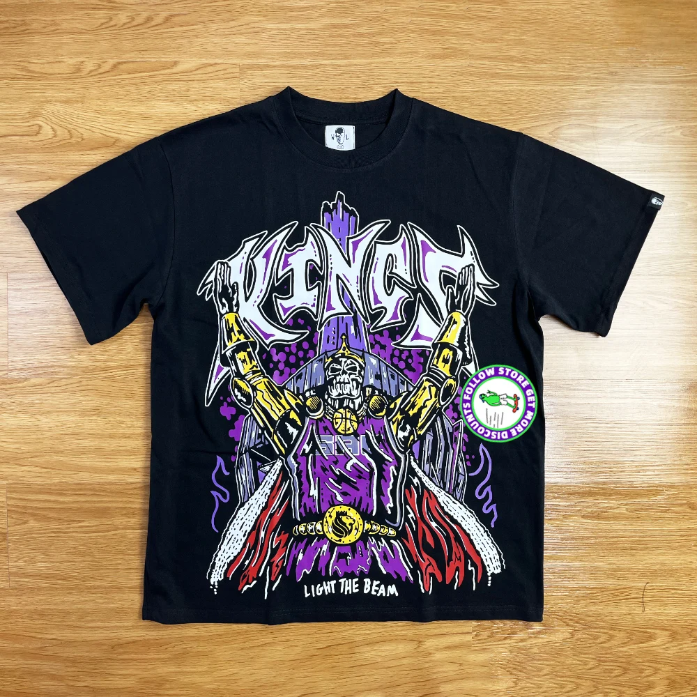 

Warren KINGS T-Shirt t-shirts Streetwear Skull pattern Men Women Hip Hop Cotton Retro Clothing Oversize Tees
