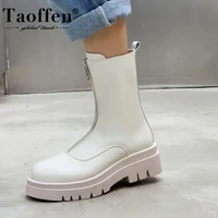 Taoffen Size 33-43 Women Short Boots Fashion Platform Zipper High Heel Winter Shoes Woman Warm Mid Calf Lady Casual Footwear | Обувь