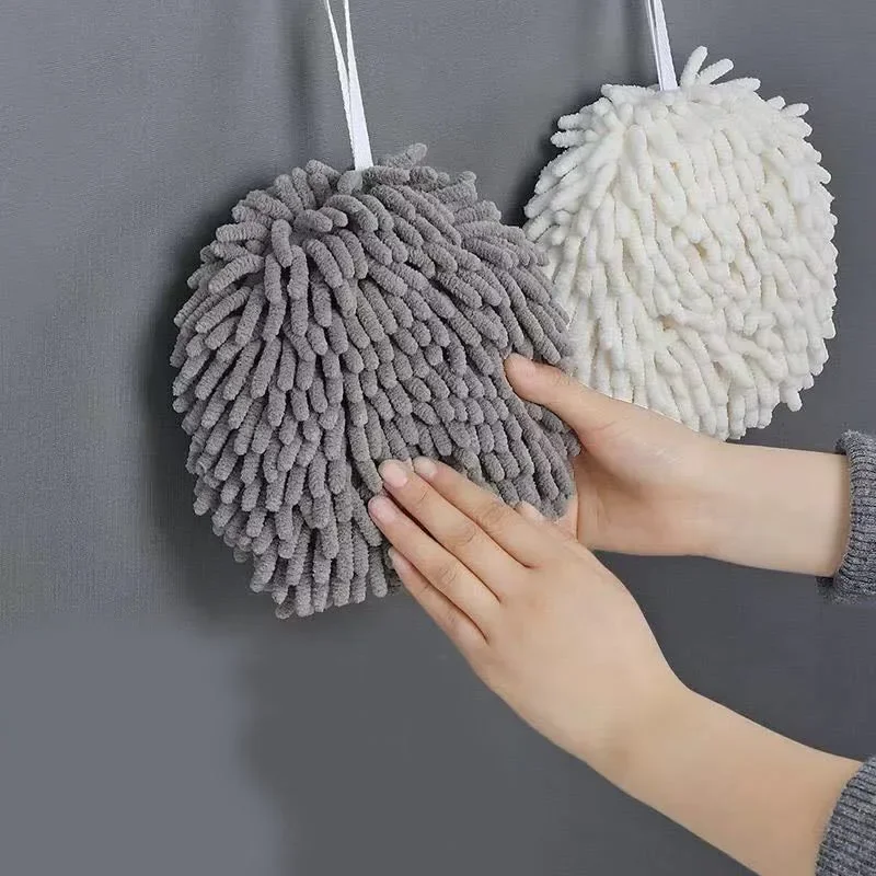 Quick Dry Soft Absorbent Microfiber Towels Hand Towels Kitchen Bathroom Hand Towel Ball with Hanging Loops Cleaning Cloth 3
