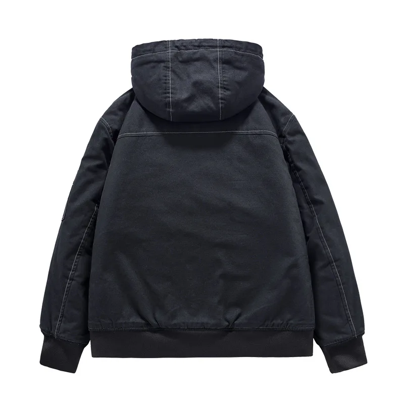 Winter Outdoor Sports Casual CoatsWashed Cashmere Workwear Hooded Jackets Imitation Lamb Fleece Warm Jacket Parka Hombre