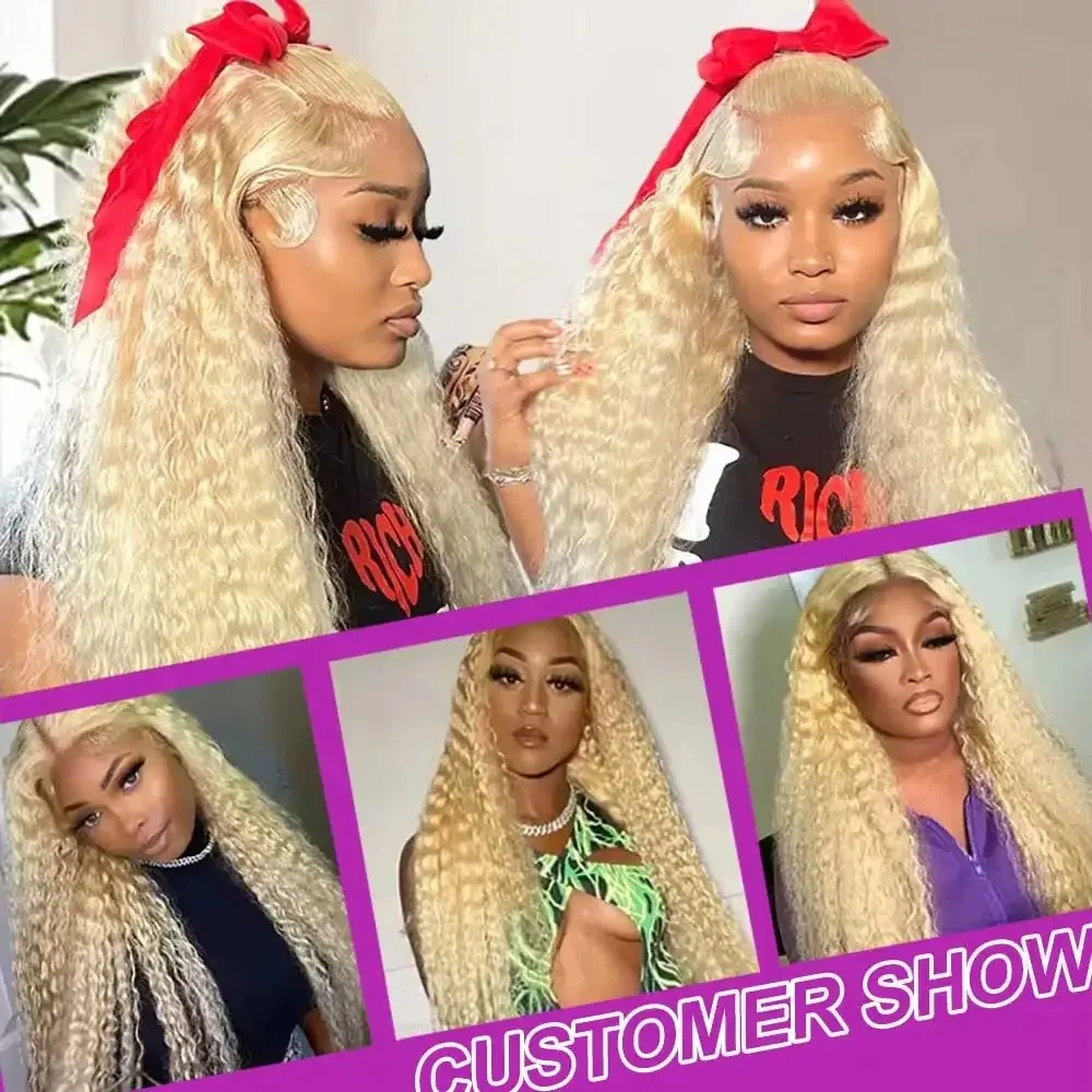 260Density 613 Loose Deep Wave 13x6 HD Lace Frontal Wigs Curly Human Hair 40 36Inch Honey Blonde Water Wave Lace Front Wigs 5