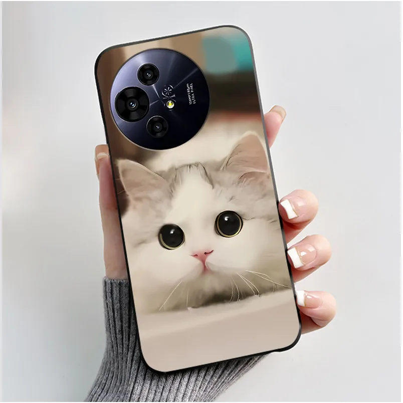 Aesthetic Cute Cat Astronaut Soft Silicone Black Protective Phone Case Cover