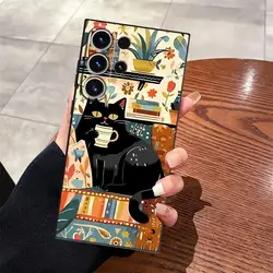 Black Soft Phone Cover Case with Cartoon Cat Design - Galaxy S20 FE (Mix01)