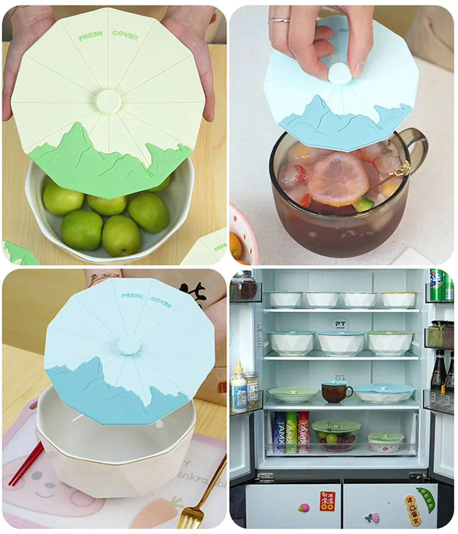 4 Sizes Reusable Silicone Lids Microwave Splatter Cover Heat Resistance Food Suction Lids Cups Bowls Plates Pots Seal Cover