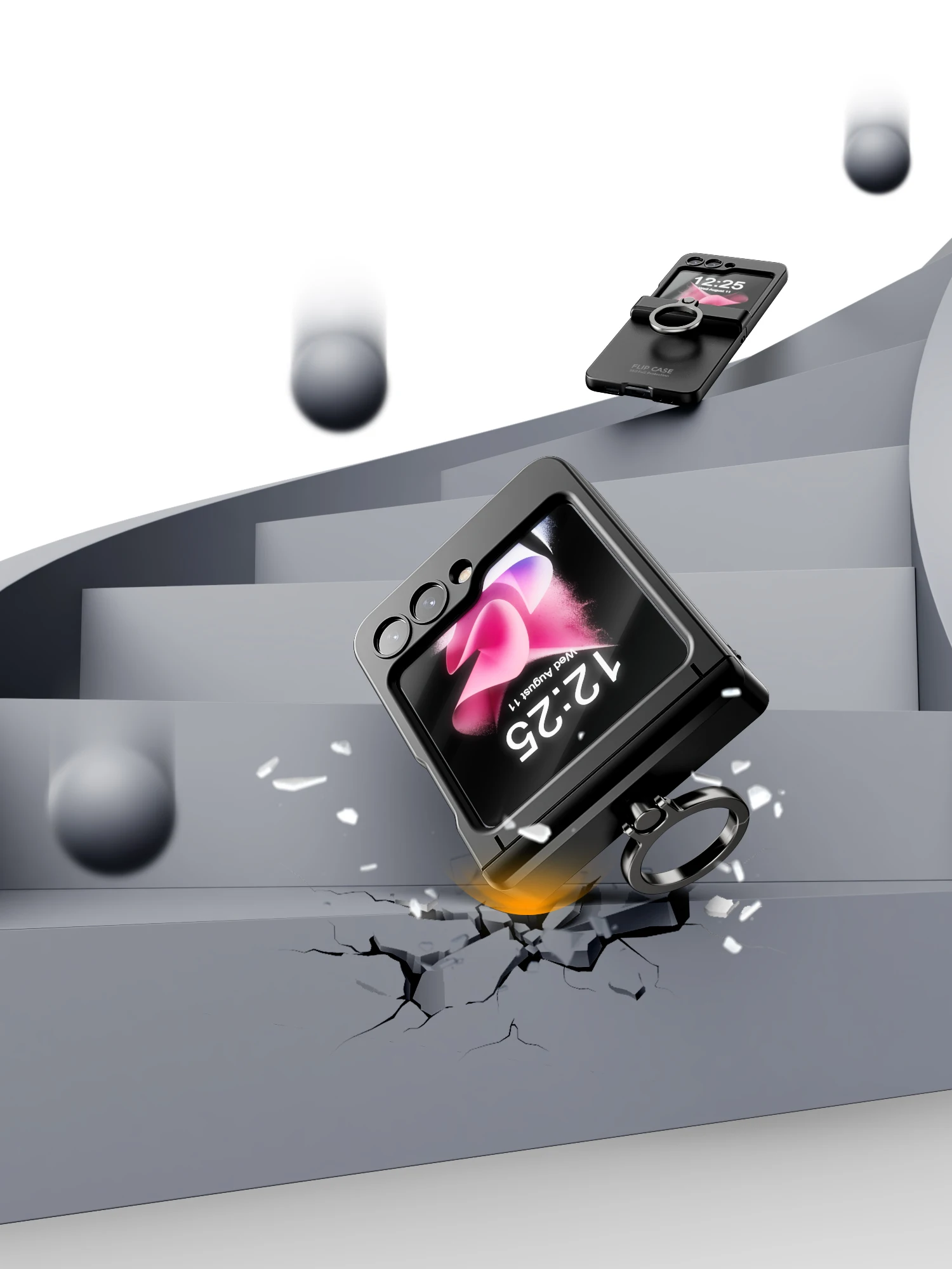 Steel Wire Hinge Folding Ring Case For Samsung Galaxy Z Flip 5 Shell Film Integrated All-inclusive Anti-fall Protective Cover