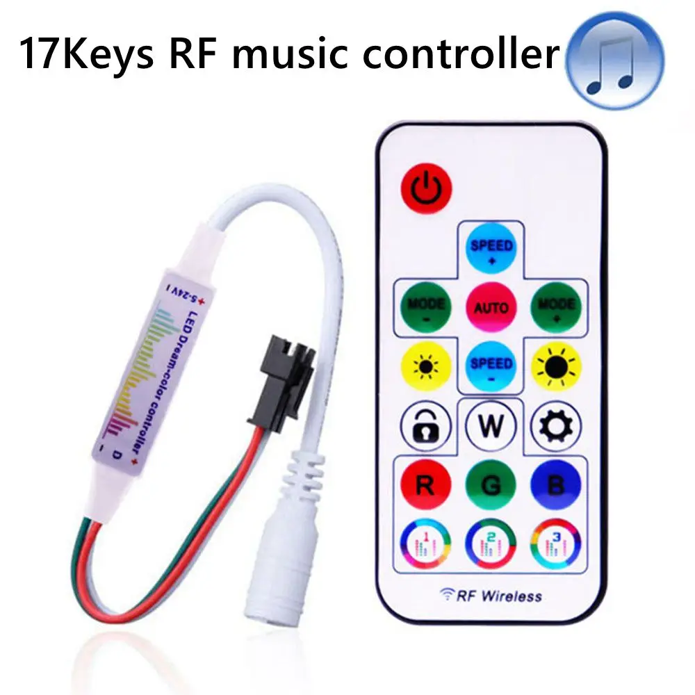 WS2812BWS2811LedStripLightMusicController17KeysRFRemote