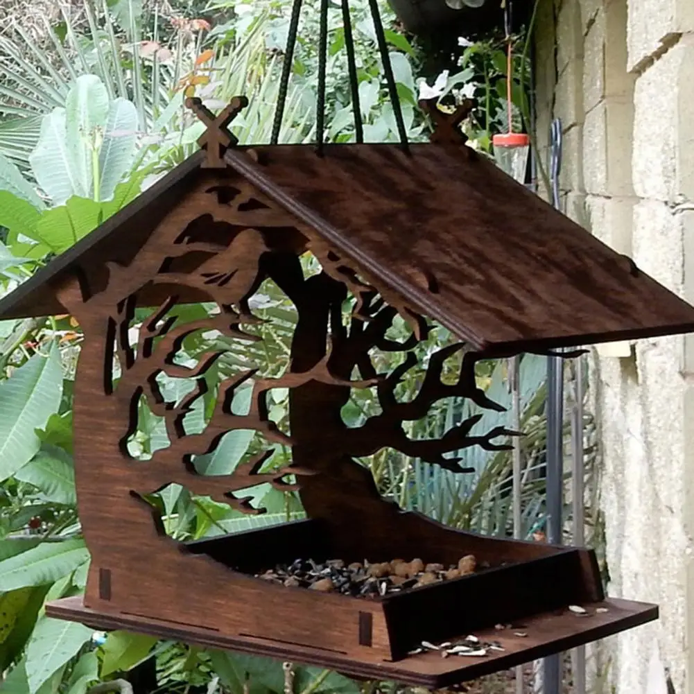 Bird House Bird Cage Wooden Bird Feeder Diy Outdoor Hanging Assembled Pet Supplies For Garden Yard Decoration Accessories