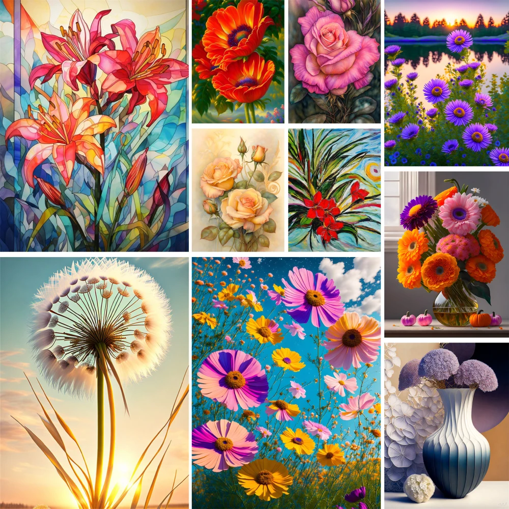 Paint By Numbers Flowers Acrylic Paints 1