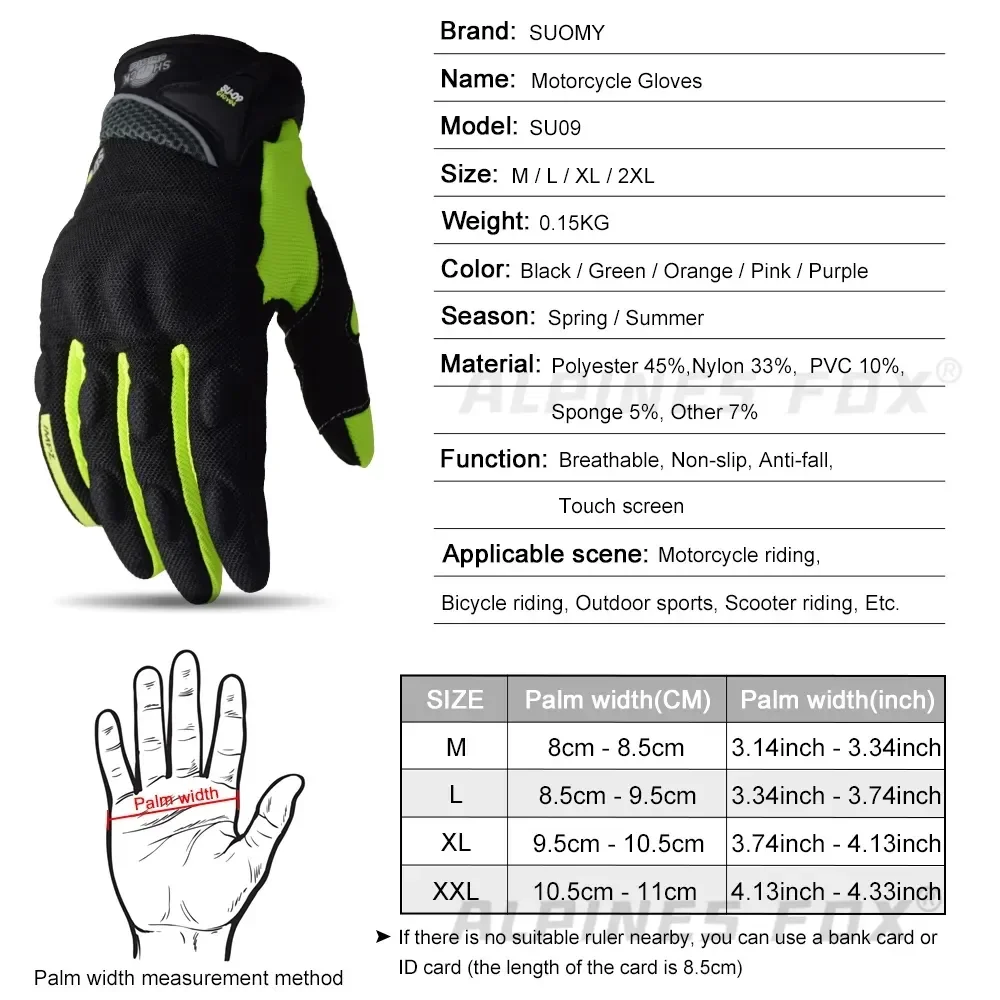 Motorcycle Gloves Breathable Full Finger Racing Motorcycle Mesh Breathable Gloves Stylishly Decorated Antiskid Wearable Touch Screen