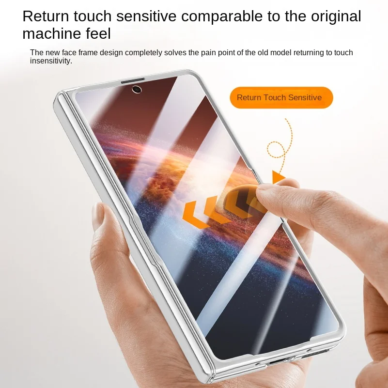 Clear Privacy Screen Tempered Glass Protector Case with All-Inclusive Spring Hinged Holder