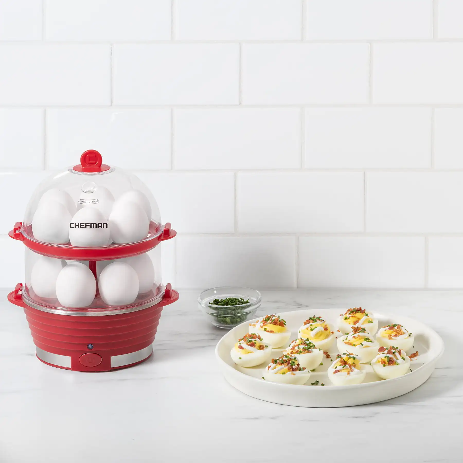 Chefman Double Decker Electric Egg Cooker - Red