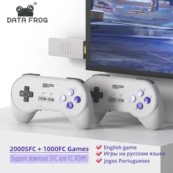 데이터 프로그-USB 무선 핸드 헬드 TV 비디오 콘솔, 3000 게임 내장 SFC 레트로 덴디 게임 콘솔 휴대용 레트로 게임 스틱