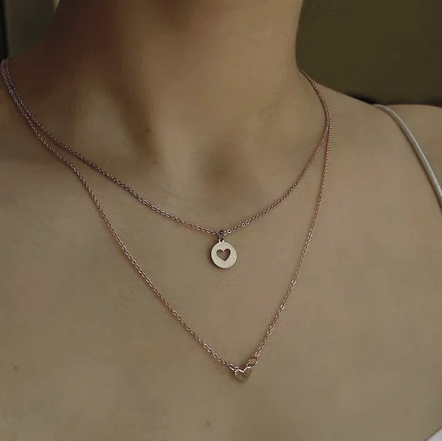 Trendy Heart Shaped Pendant Necklace Opal Chain Shiny Women 2021 Temperament Jewelry Choker Necklace Wedding Jewelry Gifts