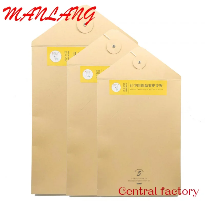 

Custom Custom printed thickened Kraft paper document bag Portable envelope line folder bag