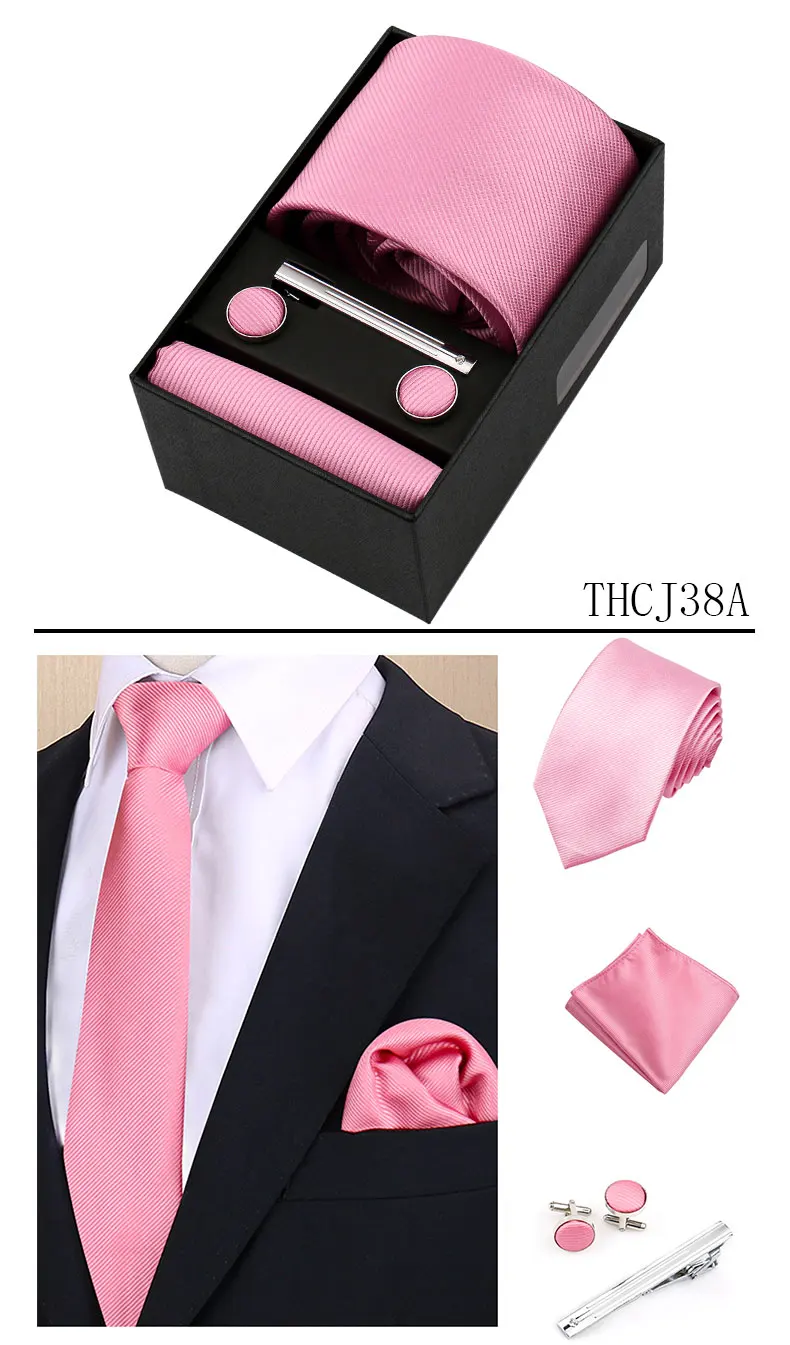 Männer Krawatte Set Einfarbig Einstecktuch Geschenk Box Set Hochzeit Luxus Designer Krawatte Für Männer Männlich Krawatte Clip Gravat Accessorise – Detail 25