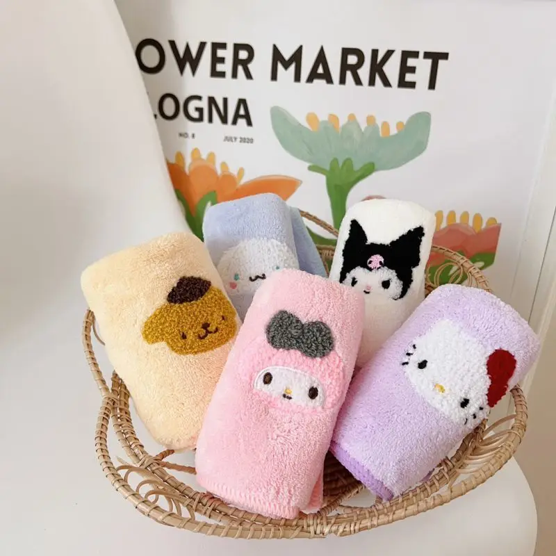 

Kawaii Sanrio Hello Kitty My Melody Cinnamoroll Cute Cartoon Child Face Towel Coral Fleece Anime Figure Absorb Water Quick Dry