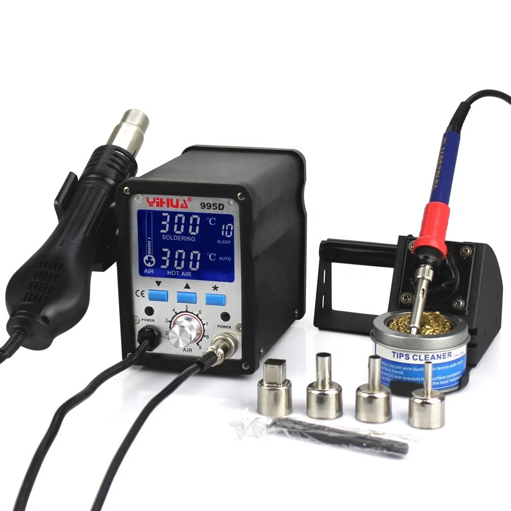 

YIHUA 995D Soldering Station With Pluggable Hot Air Gun iron BGA Rework Phone Repair Welding