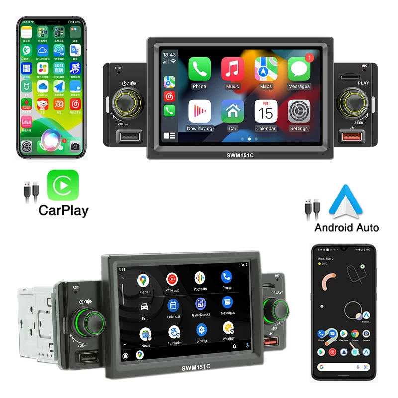 Autoradio Bluetooth PRUMYA 1 Din Carplay Android Auto 7 pouce