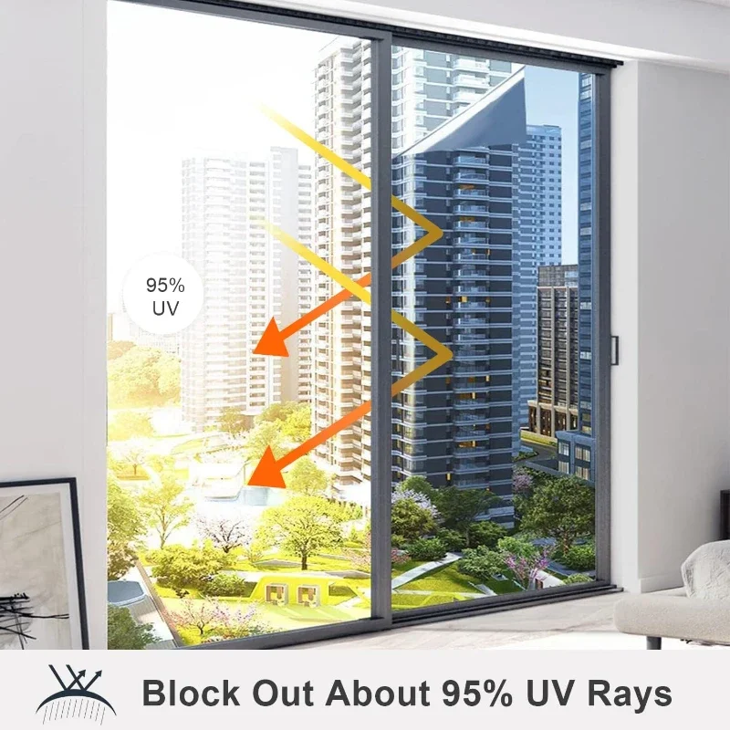 Window Privacy Film Window Privacy Film One Way Daytime Privacy Static Cling Sun Blocking Anti UV Reflective Mirror Window Tint for Home and Office