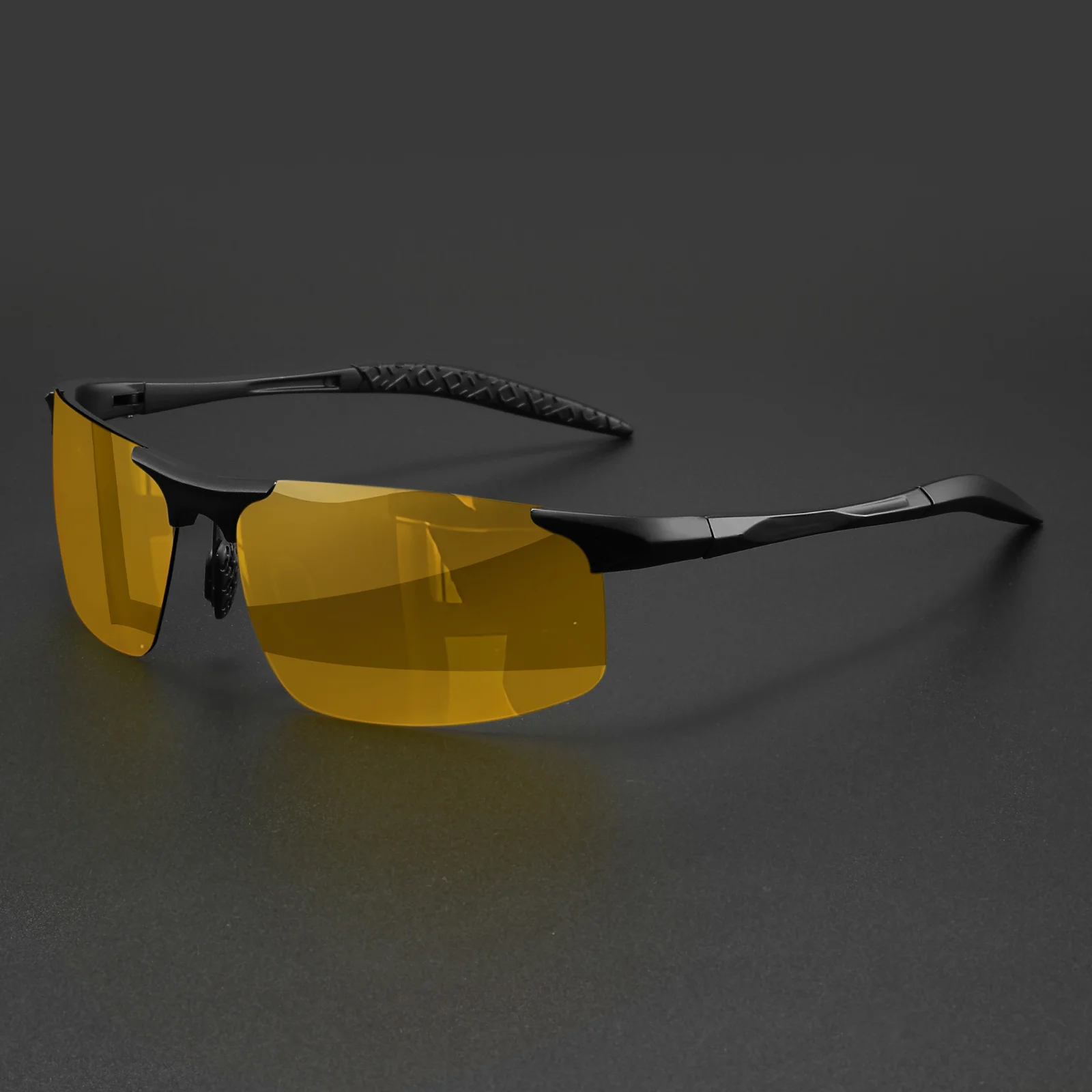 Klassische halbrandlose photochrome polarisierte Sonnenbrille – Federscharniere, UV400 für Autofahren, Angeln und den täglichen Gebrauch – Detail 12