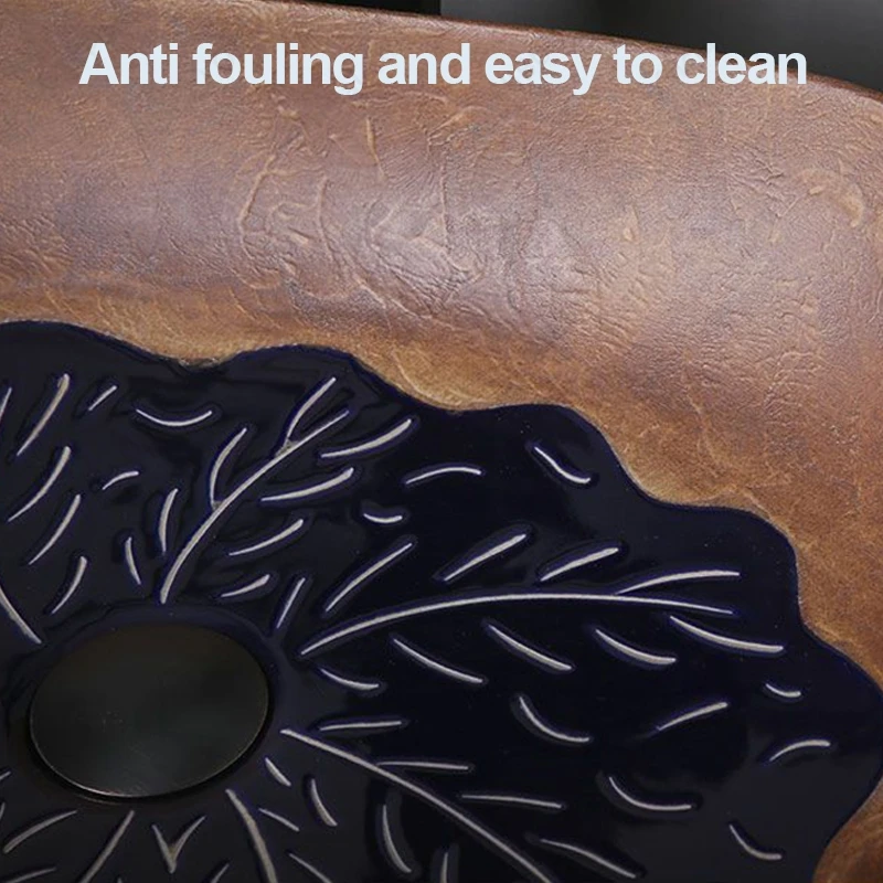 Ceramic Table Sink Bathroom Balcony Lavatory Vanity Sink Above Counter Wash Basin Countertop Vessel Sink Brown Art Basin Bowl 4