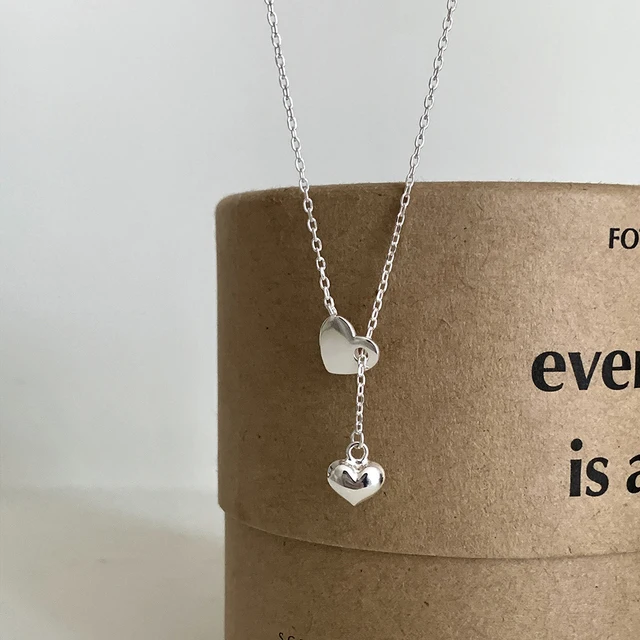 Collier pendentif coeur réglable en argent regardé 925 pour femme, tour de cou d'amour, cadeau de bijoux élégant pour fille, livraison directe, vente en gros 1