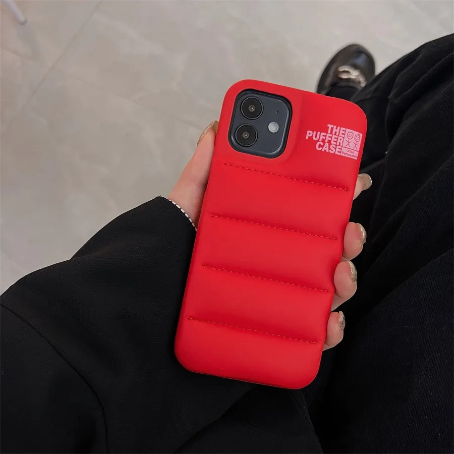 case iphone 12 pro max Trend New Color System Down Jacket The Puffer Case for iPhone 13 12 Mini 11 Pro Max X XS XR 8 7 Plus SE 2020 Soft Silicone Cover case iphone 12 pro max