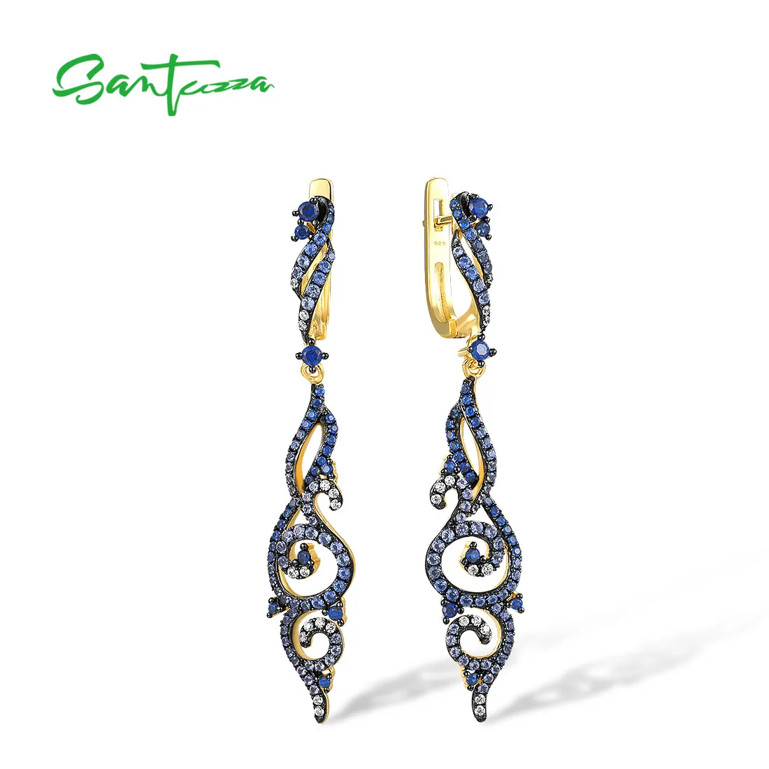 SANTUZZA925SterlingSilverDanglingOmbreEarringsForWomenBlue